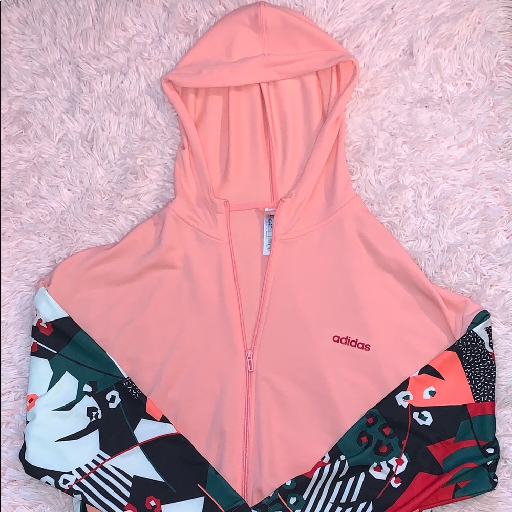 Adidas Floral Sleeve Athleisure Hoodie